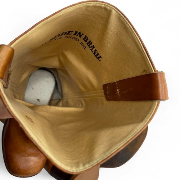 Vintage Carmel Brown Tall Leather Campus Boots Women's 8.5 D - Picture 9 of 14